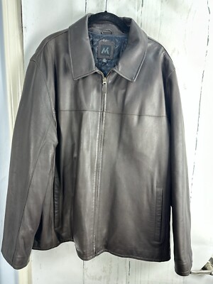 MV Men's XL Dark Brown Zip-up Quilted Lining Genuine Buttery Soft Leather Jacket