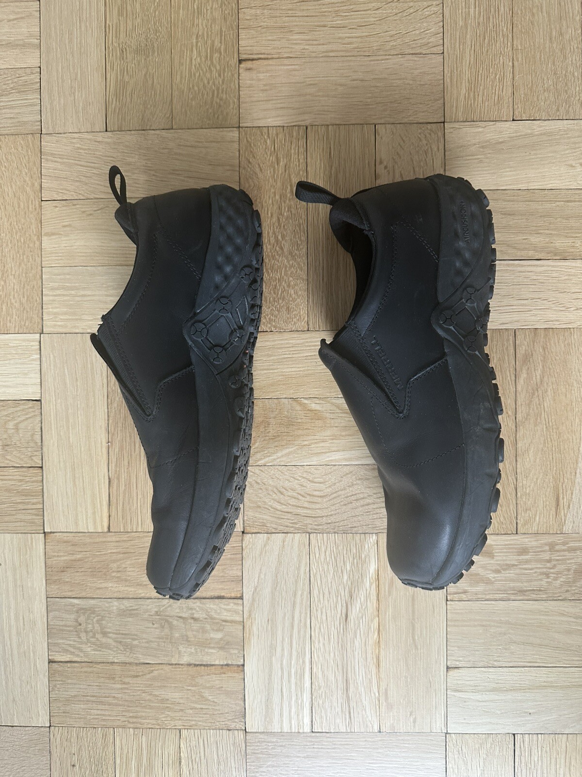 MERRELL SCARPA UOMO JUNGLE MOC MIDNIGHT NERA SLIP ON IN PELLE TAGLIA 12