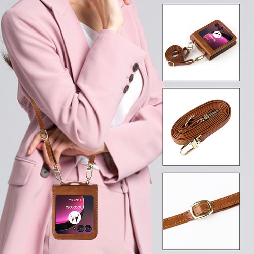 For Motorola Razr/Razr+ 2025 Slim PU Leather Card Holder Crossbody Wallet Case - Picture 19 of 52