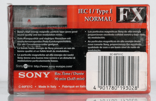 FIVE SONY C-90F1XC BLANK AUDIO CASSETTE TAPE C-90FX , MADE IN ITAY - Picture 3 of 3