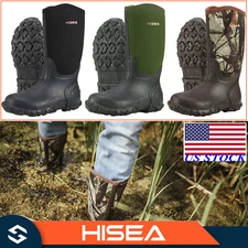 HISEA Men Mid-Calf Rain Boots Waterproof Insulated Snow Hunting Garden Mud Boots