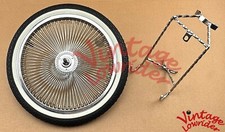 VINTAGE LOWRIDER 16" SQUARE TWISTED CHROME CONTINENTAL KIT W/ 16" WHITEWALL TIRE