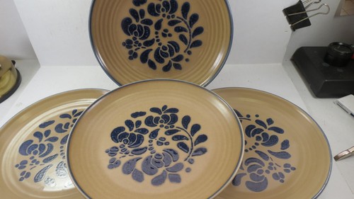 PFALTZGRAFF Volkskunst 4er Set Salat Dessert Teller 8,1/4" Hellbraun Blau USA