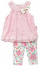 Rare Editions Girls 2-Piece Knit Tunic Floral-Print Leggings Set, Size 18M