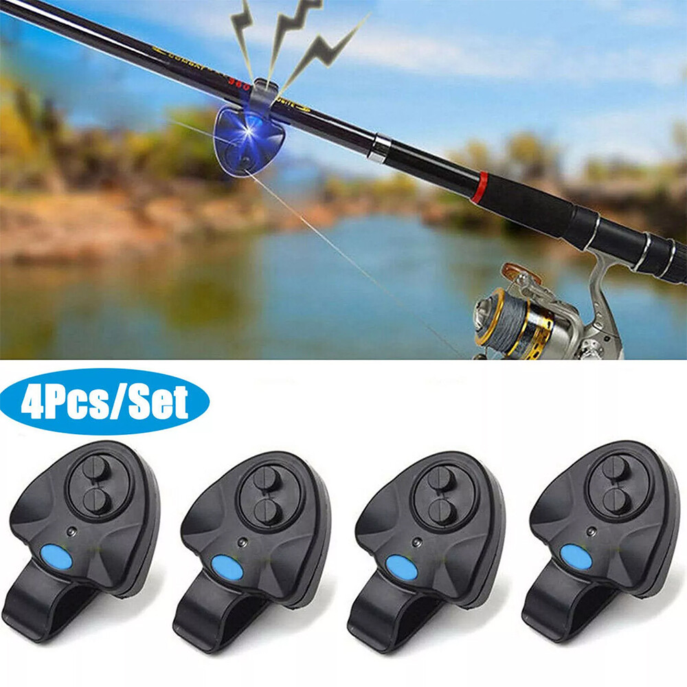 4PCS Fishing Bite Alarm,Electronic LED Clip On Fish Rod Fishing