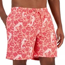 Club Room Tropical Sea Horse Swim Trunks Coral Size Small