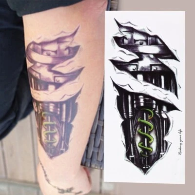 BELDIS Flash Einmal Temporary Klebe Tattoo Roboter Grün Strand Geschenk Party Urlaub