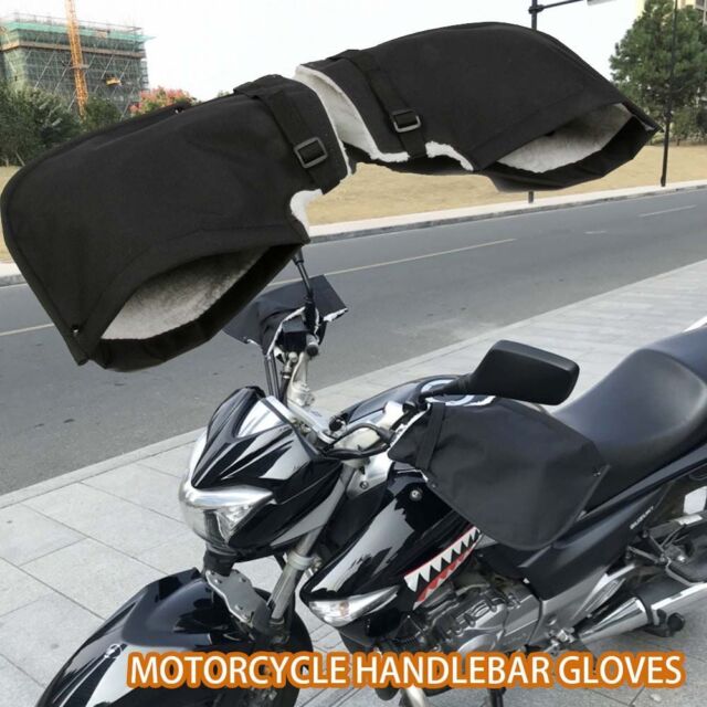 Winter Black Motorcycle Handle Bar Mitts Hand Warmer Motorbike Bar Muffs Gloves YB11866