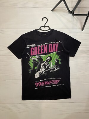 Vintage Green day 99 revolutions tour fade y2k t shirt Black Colour Band Tees