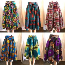 Women's Printed African Midi Skirt WITH POCKETS One Size  HEADWRAP