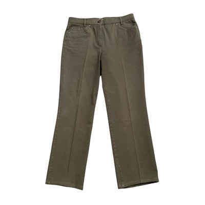 Bonita Womens Size 10 Olive Green Stretch Straight Leg Pants 