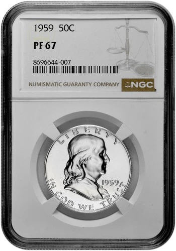 1959 50C Proof Silver Franklin Half Dollar NGC Graded PF 67