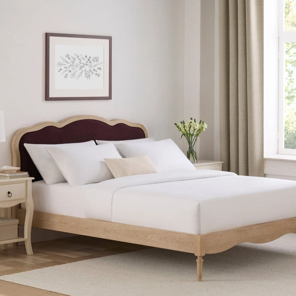 Dusk Versailles Plum Velvet & Natural Wood Effect King Size Bed Frame RRP £399