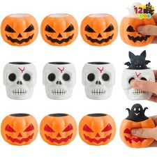 12 PCS Halloween Squishy Toys, 56.36 mm x 68.58 mm, Orange White