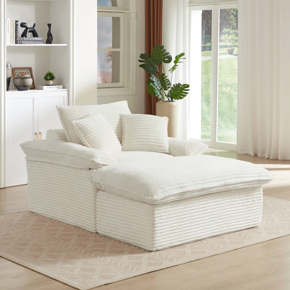 Sofá sofá individual tapizado moderno con reposapiés, sillón para salón Foto 3 de 4