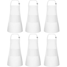 Kids Apron 6 Pack with Pockets - Adjustable Chef Aprons for Cooking Crafting