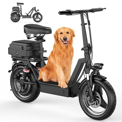 14'' Adults Electric Scooter with Seat 1000W 45 Miles Foldable E-Scooter for Pets