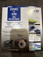 Epson 220XL-Black 220 Cyan Magenta Yellow Value Pack Genuine Ink Cartridge
