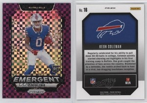 2024 Panini Prizm Emergent Purple Power Prizm /49 Keon Coleman #16 Rookie RC