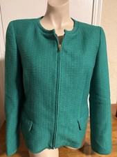 Talbots Size 6 Petites Women's Textured Full Zip Front Blazer Jacket