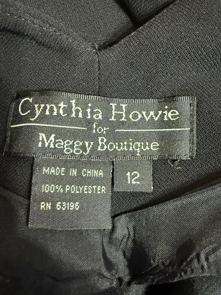 Vestido Formal Cynthia Howie-Maggie Boutique Negro Talla 12 Forrado 100% Poliéster Foto 3 de 4