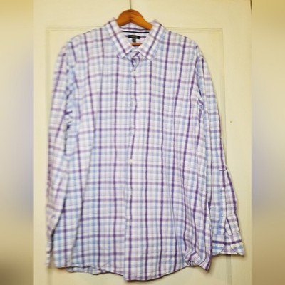 Apt 9 XXL men's button down long sleeved shirt, plaid print, shades of purple