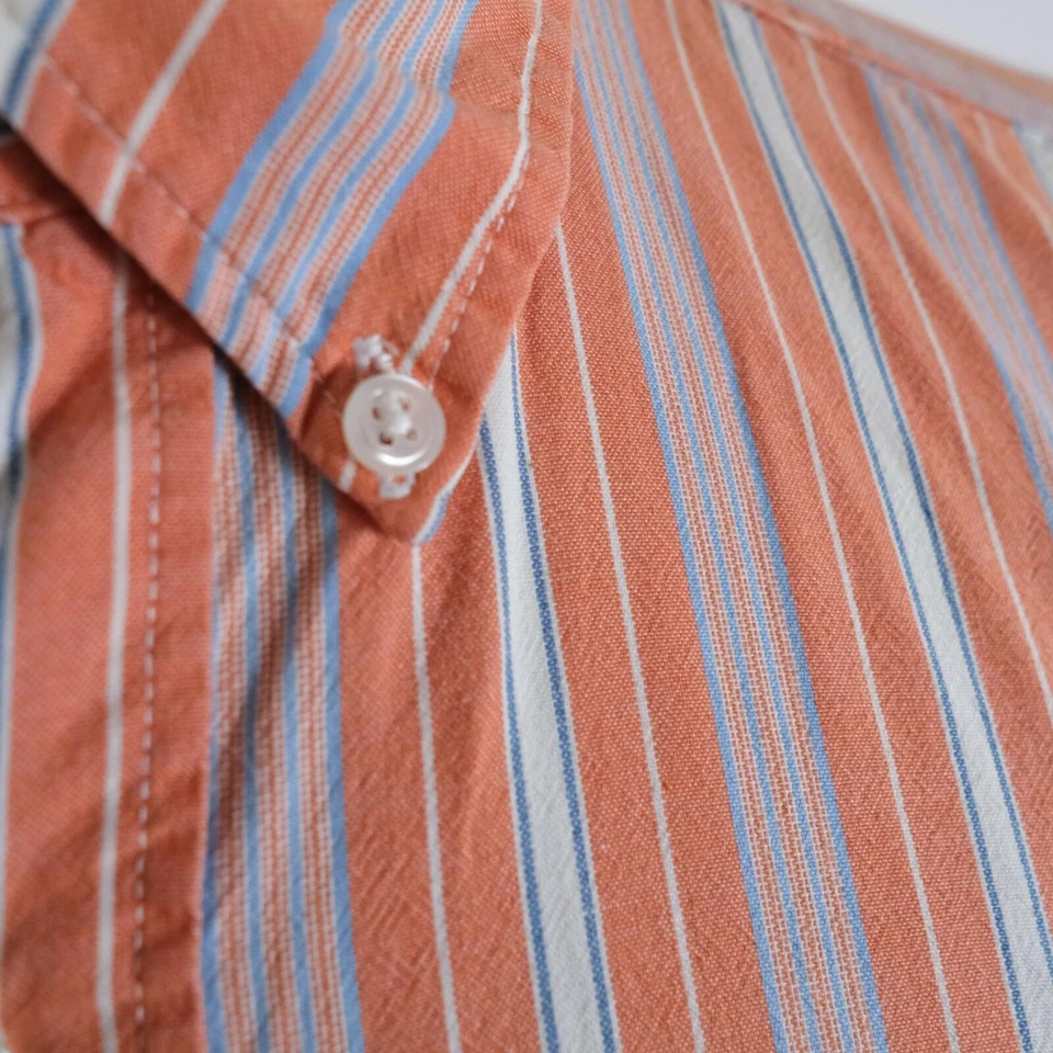 Camisa a Rayas American Eagle Para Hombres Abotonada Naranja Azul Blanco M De Colección Foto 3 de 4