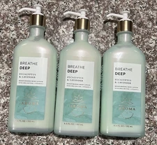 3 Pc Bath and Body Works Aroma Breathe Deep Eucalyptus & Lavender  Lotion 6.5 OZ