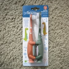 Dr. Brown s Toddler Toothbrush 2-Pack Ages 1-4 Orange Green Soft Bristles