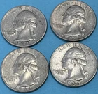 Lot of 4 Washington 90% Silver Quarter Date 1964D - Denver Circulated Ungraded
