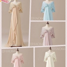 Elegant Evening Dresses with Cape Formal V Neck Chiffon Dinner Prom Party Gowns