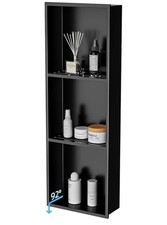 36x12 Inch No Tile Needed Shower Niche - 304 Stainless Steel Black Shelf