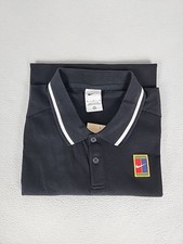 Nike Court Heritage Short Sleeve Tennis Polo Men's M Black Raglan FQ2101-010