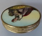 Antique European 7" Carboard BON BON Candy Box EGLOMISE LADY + Goat Under GLASS — photo 4