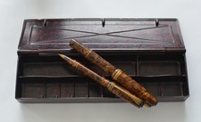 Bakelit-Schreibset: Stylomine F&uuml;llfederhalter, Bleistift & Griffelkasten 1940er