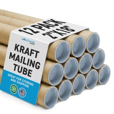 2 x 18 Inch Kraft Mailing Tubes with End Cap 12 Pack