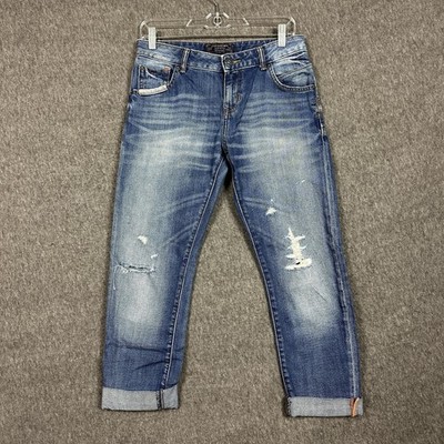 Zara Basic Dept Z1975 Jeans Womens 00 Distressed Heritage Denim Cropped 23