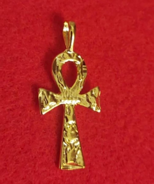 Alternate view of 14kt Gold Plated Textured Ankh Charm Pendant 502