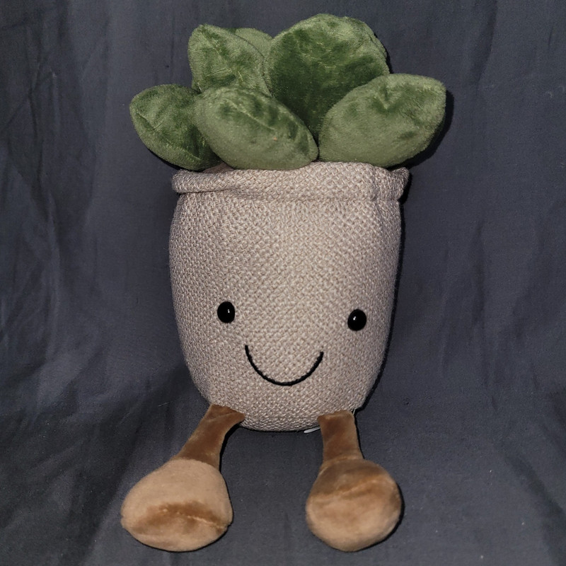 Brevo Plant Pot Plush Stuffed Toy, Beige/Green/Brown, Embroidered, Small 2022