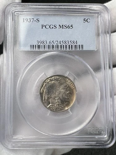 1937-S Type 2 Buffalo Nickel .5c PCGS MS65 Five Cent Coin