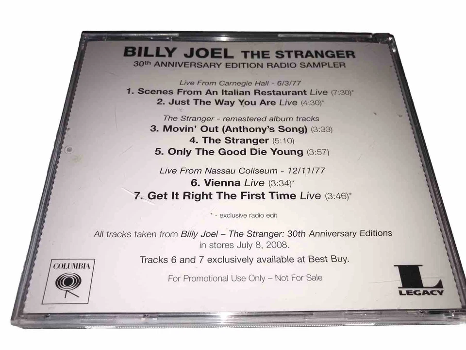 Billy Joel The Stranger 30th Anniversary Edition Radio Sampler Cd Foto 4 de 4
