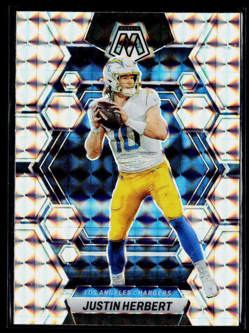 2023 Mosaic #127 Justin Herbert Reactive Yellow Mosaic Chargers