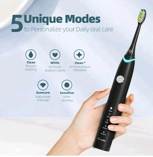 Sonic Clean 1000 USB Rechargeable Electric Toothbrush + Extra Brush Heads -Black - Picture 4 of 4