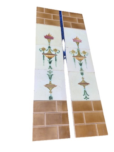 ANTIQUE Fireplace Tile Set /ART NOUVEAU TILES / Edwardian Tiles - Picture 3 of 12