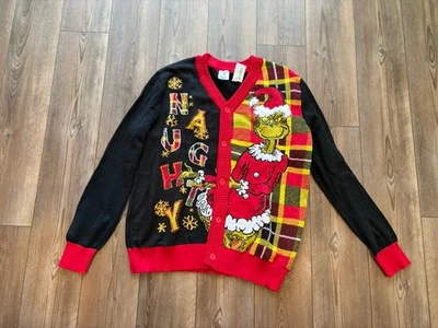 The Grinch Dr Seuss XXL Ugly Christmas Sweater Long Sleeve NEW Cardigan Button - Image 1 of 4