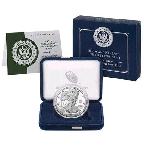2025-W ✨ 1-oz Proof American Silver Eagle 250th Anniversary Army Privy Box & COA