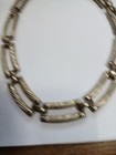 Big Vintage Chunky Mid Century Modern Silver Tone Long Bar Link Chain Necklace — photo 5