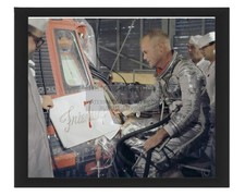 JOHN GLENN INSPECTING FRIENDSHIP 7 NOSE ART 1962 8X10 FRAMED PHOTO