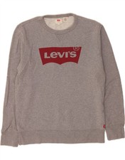 LEVI'S Womens Graphic Sweatshirt Jumper UK 14 Medium Grey BF09