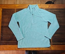 Eddie Bauer Women's Seafoam Blue Fleece Quarter-Zip Pullover - Size Medium